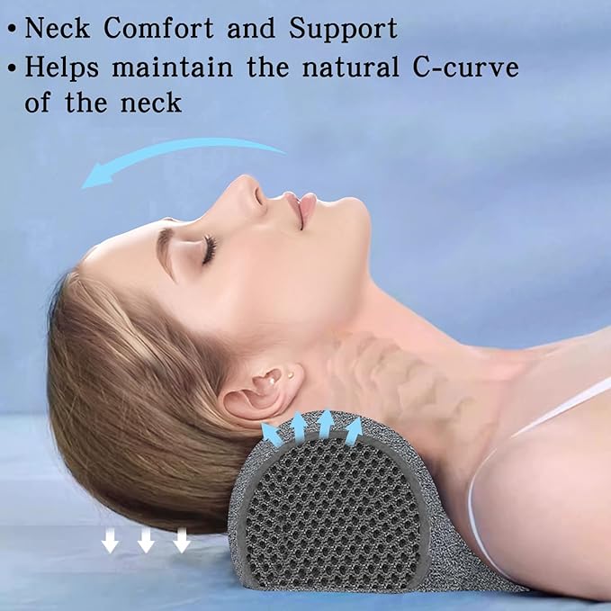 Cervical Neck Pillow: Designed to Help Alleviate Neck discomfort. This Neck Pillow for Sleeping can be Used as a Cervical Traction Device, for Neck Support and Shoulder Relaxation. (Grey)
