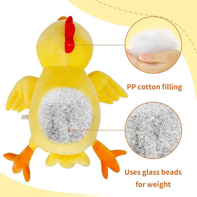 Weighted Chick Plush, 24" 4.2 lbs Weighted Stuffed Animals, Cute Plushie Dolls Throw Pillow Birthday for Children Kids Adults