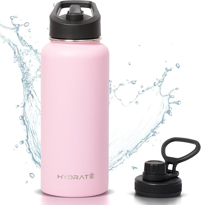 HYDRATE Insulated Stainless Steel Water Bottle - Large Reusable Flask with Leak-Proof Design and Convenient Handle - Double Vacuum Insulation for School, Work, or Adventure