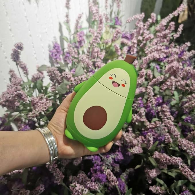 RiToEasysports Avocado Water Bottle, Cartoon Avocado Glass Double Layer Cute Water Cup Portable Girl Drinking Cup Gifts with Portable Carrying Rope Avocado Water Bottle