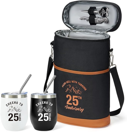 AW BRIDAL 25th Anniversary Wedding Gifts for Her, Valentine's Day Anniversary Wine Gifts for Couples 25 Years Gifts Anniversary Married Gifts for Parents Grandparents Family