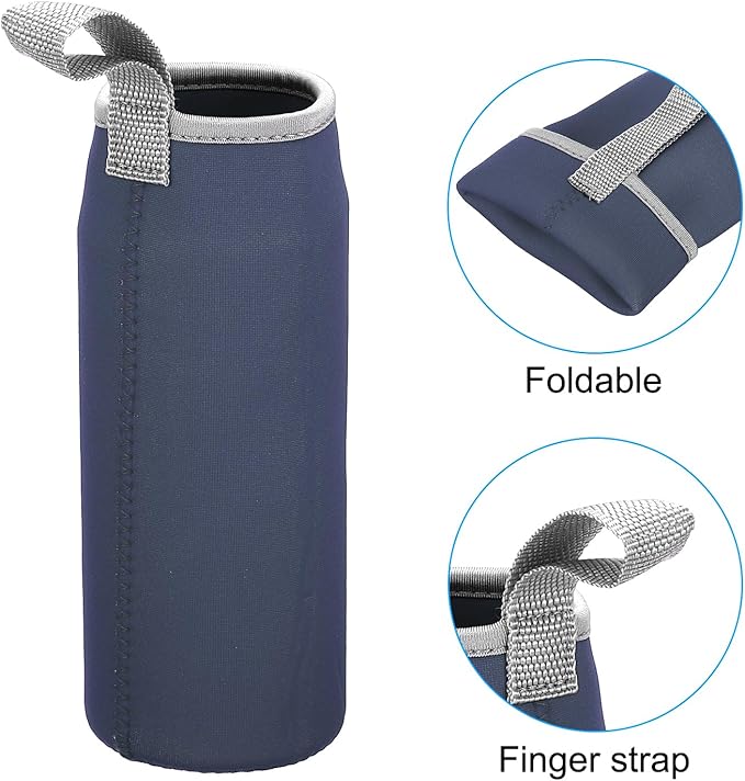 PATIKIL 65mmx180mm Water Bottle Sleeve, 4 Pack Neoprene Insulated Bottle Bag Holder Carrier Pouch with Finger Strap, Navy Blue