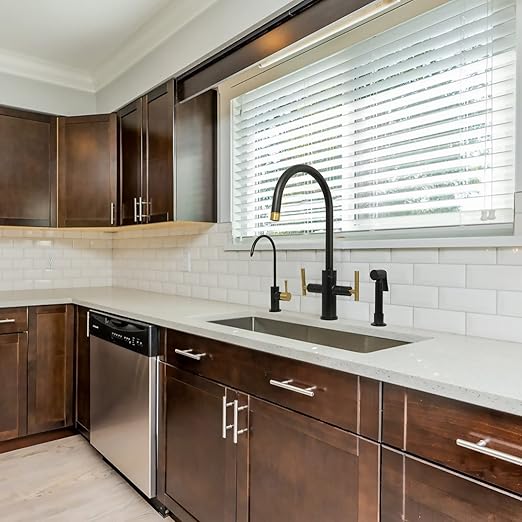 Kitchen Water Filter Faucet Fits Most Reverse Osmosis Units or Water Filtration System in Non-Air Gap, Only for Cold Water (Matte Black and Brass Gold)