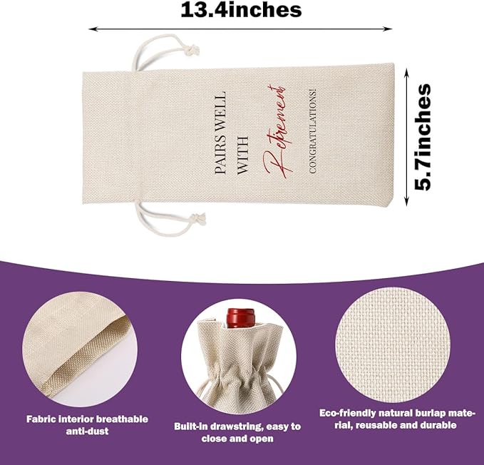 Retirement Wine Bag Retirement Gifts for Women Men Farewell Gifts for Coworkers Pairs Well With Retirement Wine Bag Going Away Gifts for Friends