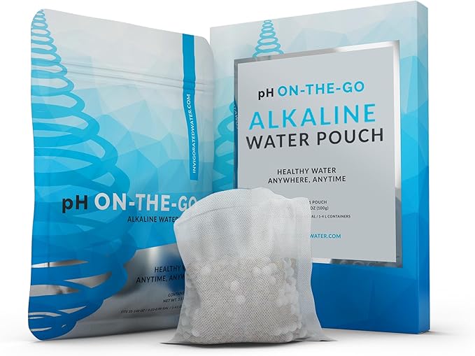 Invigorated Water pH ON-The-GO Alkaline Water Filter Pouch- Portable Alkaline Water Filtration System for Your Bottle, Pitcher, Jug, Container - High pH Water - Long-Life 105 Gallon/400 Litre (1-Pack)