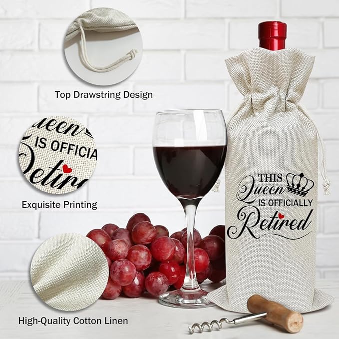Retirement Wine Bag, Farewell Gifts Retirement Gifts for Women Men Coworkers Colleagues Friends, Party Favor Wine Champagne Gift Bag With Drawstring -15