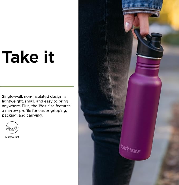 Klean Kanteen Classic Narrow 18oz (w/Sport Cap) Purple Potion