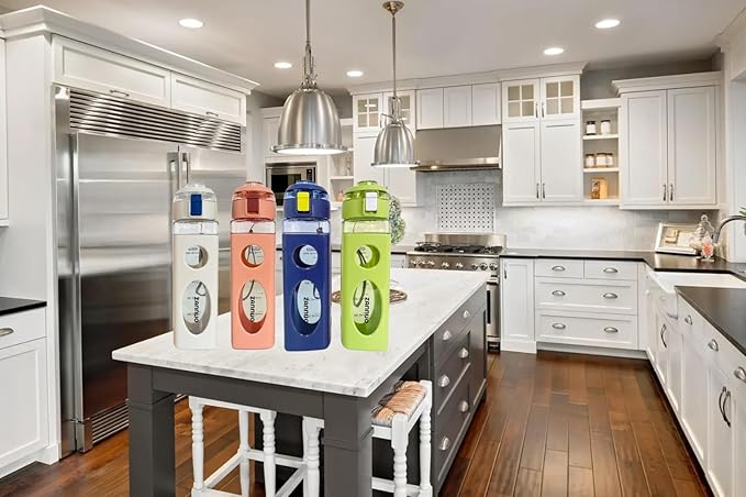 Water Bottle with Rope handle Easy Carry, Sport Water Bottle for Gym, Outdoor, School and Office, Leak Proof Portable Water Bottle BPA Free, Drink Water Bottles 650 ml / 22 oz. (Pink)