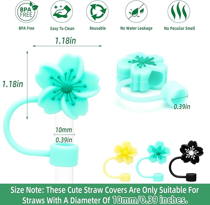 Stanley Cup Accessories Set Including 1 Pcs Water Bottle Handle Strap, 1 Pcs Siliocne Straw Cover, 1 Pcs Siliocne Stanley Cup Boot, 3 Pcs Stanley Charms for Stanley Cup 40oz & 30oz Tumbler - Green