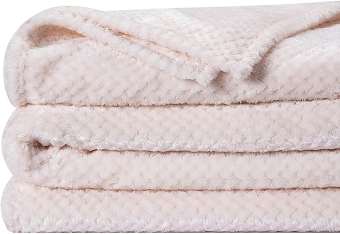 Fuzzy Throw Blanket, Plush Fleece Blankets for Adults, Toddler, Boys and Girls, Warm Soft Blankets and Throws for Bed, Couch, Sofa, Travel and Outdoor, Camping (Twin(60"x80"), XL1-Cream)