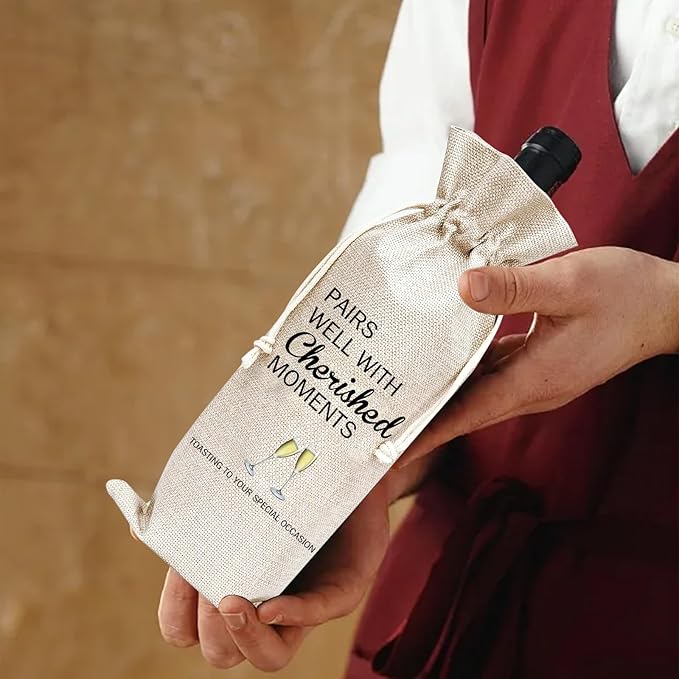 comfit Wedding Engagement Wine Gift Bag - Bridal Shower Gifts for Fiancee, Gifts for Mr and Mrs, Anniversary, Birthday, Graduation