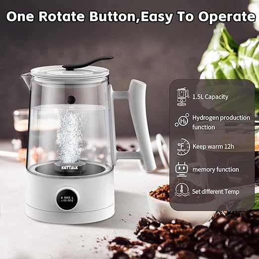 Hydrogen Water Pitcher, Rich Hydrogen Water Generator Electrolysis Jug BPA Free with SPE and PEM Concentrator Technology, Balanced Purified Water PH Levels, Hydrogen Content up to 2300 PPB