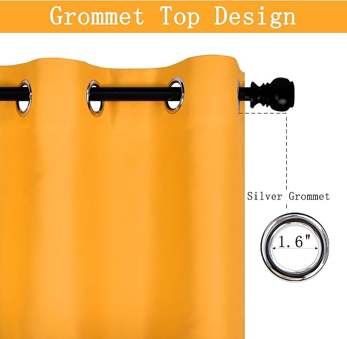 Orange Yellow Valances for Windows 70X18 Inches Blackout Thermal Insulated Valance with Grommet Top for Kitchen Living Room Short Straight Drape Valance for Bedroom Kids Room 1 Panel