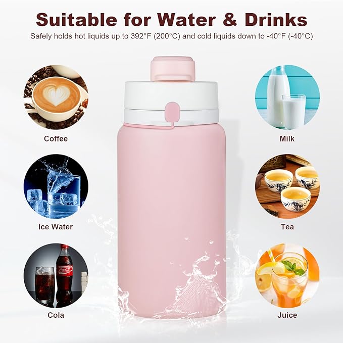 Collapsible Water Bottle, Foldable Water Bottle BPA Free Reusable Lightweight Leak-Proof Travel Silicone Water Bottle for Travel, Gym, Hiking, Office, Camping