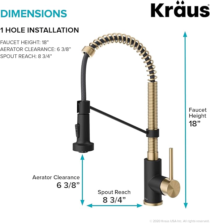 Kraus KPF-1610SFACBMB Bolden 18-Inch Single Handle Commercial Style Pull-Down Kitchen Faucet with Dual Function Sprayer, Spot Free Antique Champagne Bronze/Matte Black