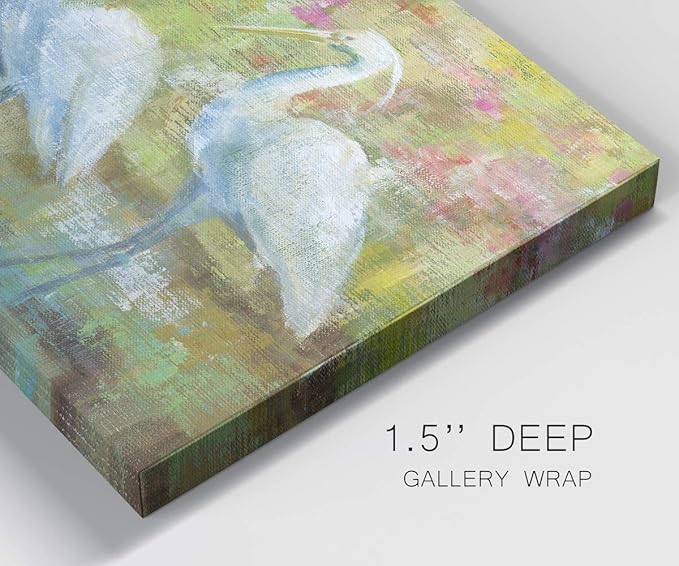 Renditions Gallery Canvas Nature Wall Art Modern Paintings Decorations Elegant White Egrets Abstract Multicolored Bontanical Wall Hanging Artwork for Bedroom Office Kitchen - 12"x18" LT33