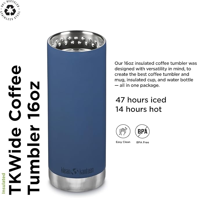 Klean Kanteen TKWide 16oz (w/Café Cap) - Real Teal