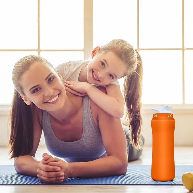 Water Bottle Sleeve Compatible with Cir-kul Water Bottle - 2 Pcs Sleeve Compatible with Cir-kul Plastic 22oz & Stainless Steel Bottle - Insulated Cover for Retaining Temperature (Orange-2p-22oz)