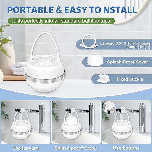 Tub Filter for Bathtub Bath Filter for Tub Bathtub Water Filter 8-Layer Filtration, BPA-Free, Tub Filter Can Remove 99% of Pollutants, Making Skin and Hair Healthier