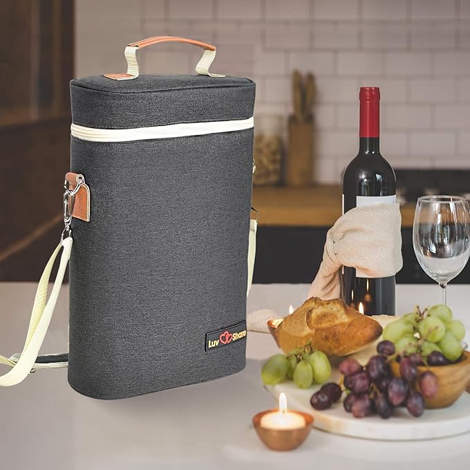 Insulated Wine Carrier Bag 4 Bottle Wine Cooler Tote Bag for Travel, Party, Beach, Wedding, Wine Accessories Gift for Wine Lovers
