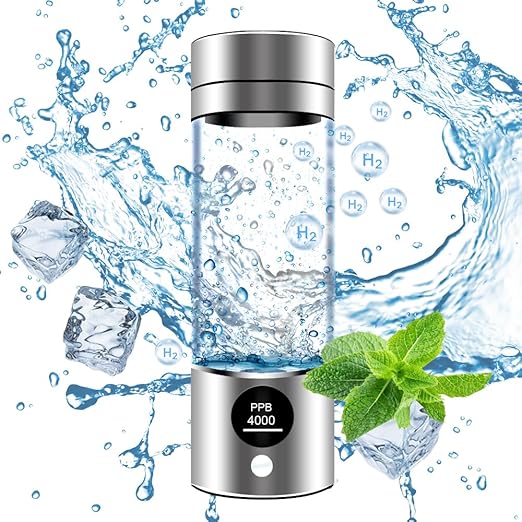 Hydrogen Water Bottle 4000+PPB, 4th Gen Hydrogen Water Generator Bottle with SPE PEM Technology Water Ionizer 5Min Quick Electrolysis, Hydrogen Rich Water Machine, Mothers Day Gifts for Mom (Silver)