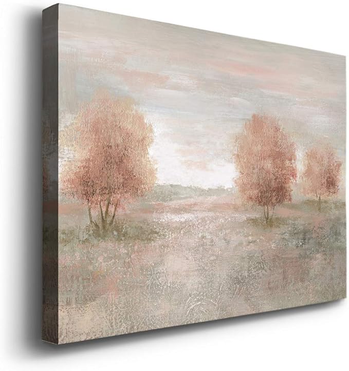 Renditions Gallery Canvas Nature Wall Art Modern Paintings Decorations Autumnal Peach Leaves Abstract Romantic Artwork Wall Hanging Prints for Bedroom Office Kitchen - 8"x12" LT33