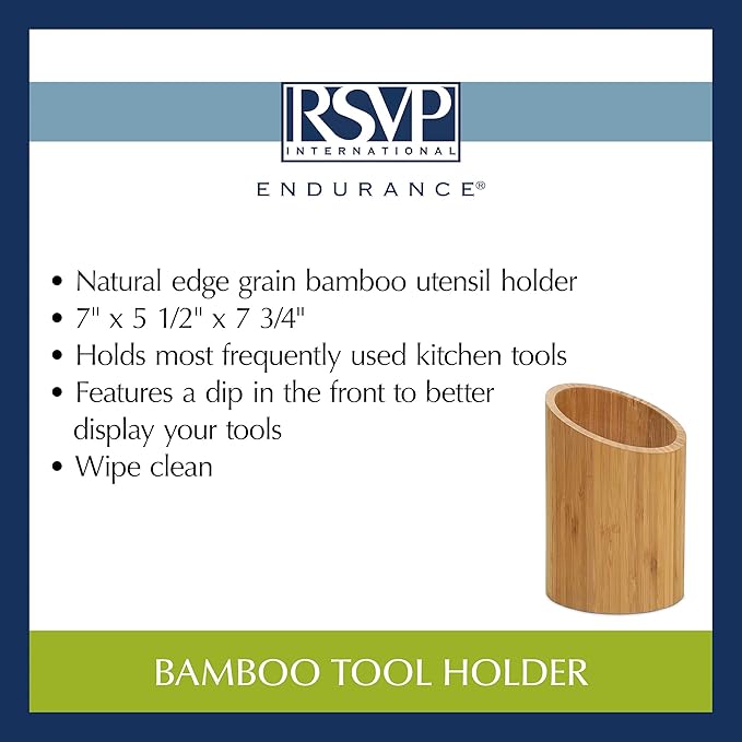 RSVP International Bamboo Collection, Countertop Décor for Kitchen & Tabletop, Tool Holder, 5.5(DIA)x7.75"