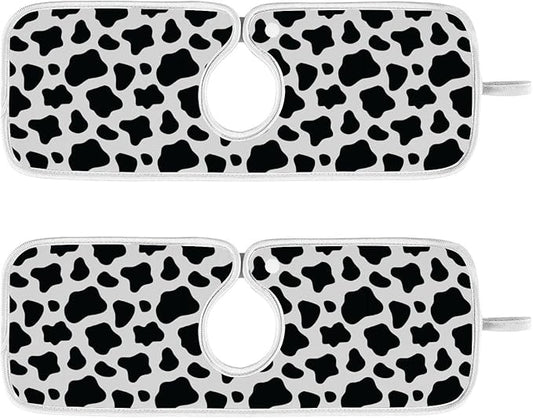 Kitchen Faucet Absorbent Mat,Cow Print Water Splash Guard for Sink, Faucet Drip Catcher Thicken Sponge Microfiber Faucet Water Catcher Mat Sink Absorbent Mat for Kitchen 14x5in 2 Pack