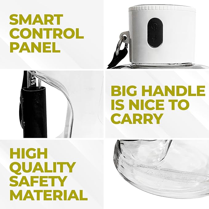 Hydrogen Water Bottle with TDS Meter & Portable Hook - High-Capacity, BPA-Free, Alkaline Water Generator, Leakproof, Ideal for Travel, Sports, College Students