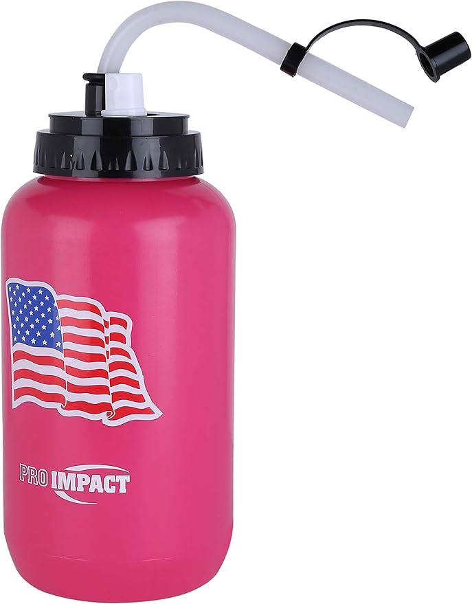 Pro Impact Squeezable Water Bottle with Bendable Long Straw and Spray cap - LDPE BPA Free Plastic - Hydration for Baseball Hockey Gym MMA Yoga Boxing Cycling Softball Football Lacrosse (35.5 Oz.)
