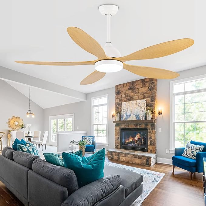 Modern Ceiling Fans with Lights Remote Control, Farmhouse Fandaliers with LED Light Kit and 5 ABS Fan Blades,52 Inch Ceiling Fan Chandeliers for Living Room, Kitchen, Bedroom