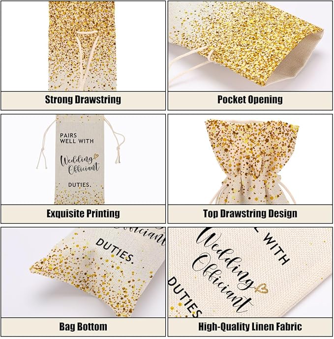 Officiant Gifts Bridal Shower Gifts Wedding Wine Bag Engagement Gifts for Couples Honeymoon Gifts for Women Men Friend Coworker Bestie Bachelorette Party Wine Bags