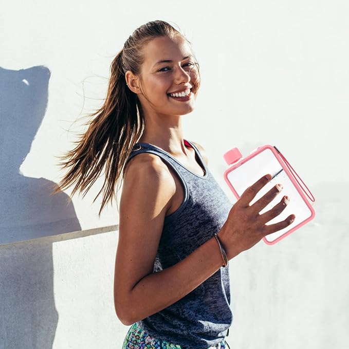 BESPORTBLE Water Bottles Flat Water Bottle: Portable Travel Flask A5 Water Bottle, 13oz Flat Travel Mug for Camping Gym Fitness Sports Camping Accessories