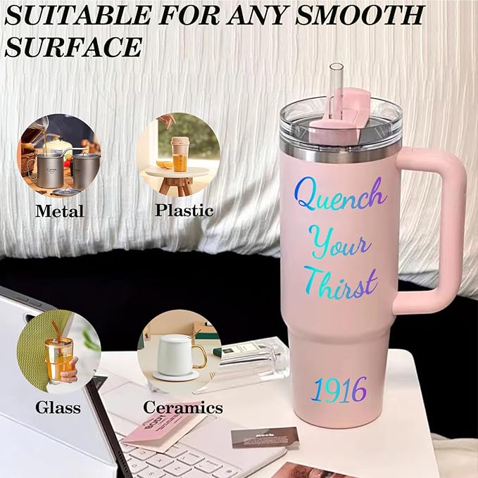 6 Pcs Letters Stickers for Stanley Cup - Colorful Waterproof Self-Adhesive Alphabet Sticker, Vinyl Shiny Tumbler Decorate for Water Bottle Desk Laptop Classroom Adults Kids Gifts