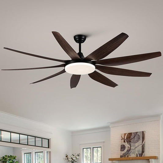 NicBex Ceiling Fan 71 Inch Indoor Modern Ceiling Fans with Integrated LED Light and Remote Control Double Finish Ceiling Fan with 9 Wood Blades for Living Room, Bedroom, Antique Brown