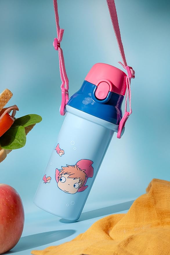Ponyo Flip Top Water Bottle with Strap 16.23oz - Ponyo and Ponyo's sisters