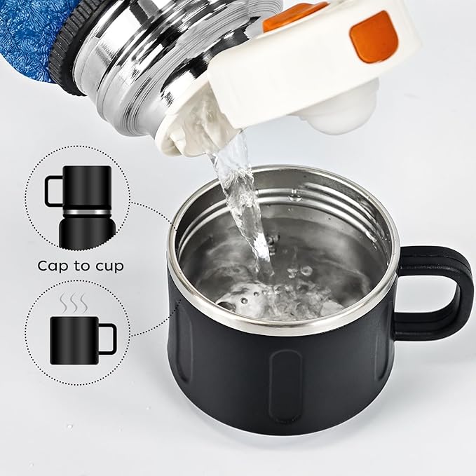 Insulated Stainless Steel Water Bottle, 27oz/800ml Sports Water bottles with Double Walled and Vacuum Insulated Metal for Travel, School, and Gym (Blue)