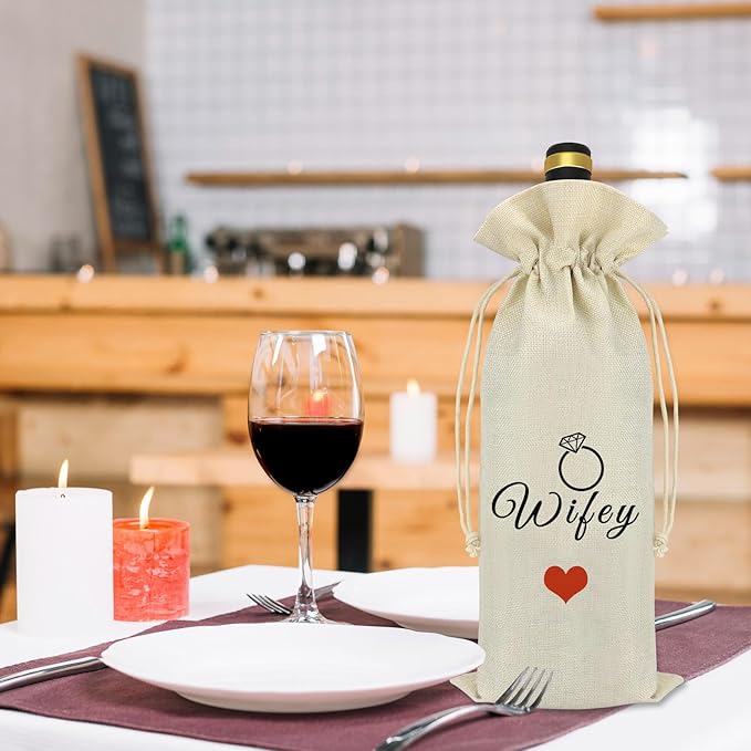 Wife Gifts Wine Bag Anniversary Romantic Gifts for Wife Funny Girlfriend Gift Wedding Decorative Wine Bag Valentines Day Gifts for Her Couples Bride Bridal Shower Bachelorette Party Engagement Gift