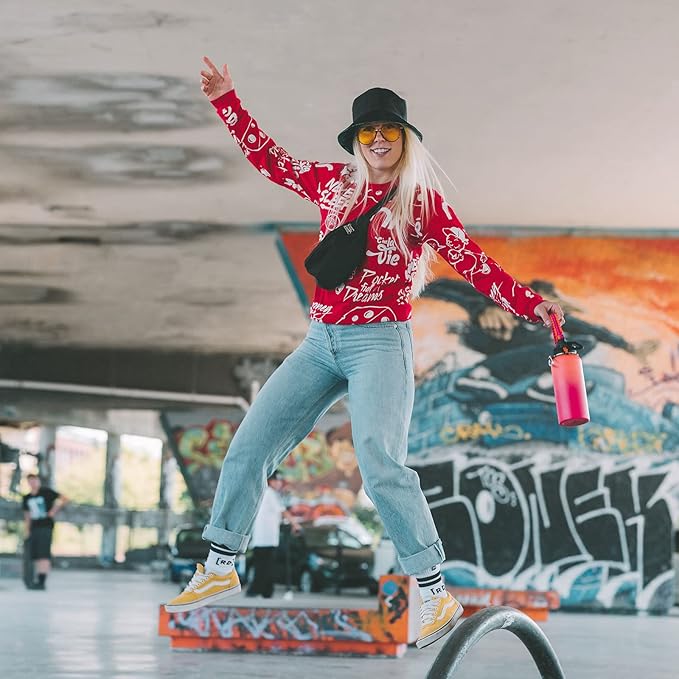 Farsea Insulated Water Bottle With Paracord Handle, Protective Silicone Boot and 2 Lids (Straw Lid & Spout Lid), Stainless Steel Water Bottle Wide Mouth, Double Wall Sweat-Proof BPA-Free,12 oz