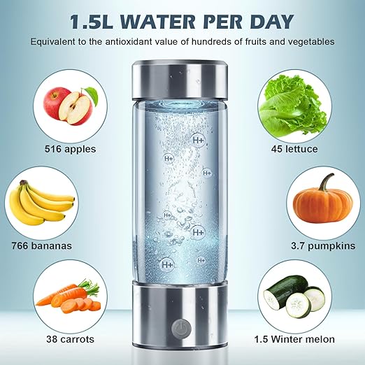 Hydrogen Water Bottle 450ml Rechargeable Hydrogen Water Generator with PEM SPE Technology Hydrogen Water Machine with Stickers 3Min Quick Electrolysis for Office Travel Daily Drinking Best Present