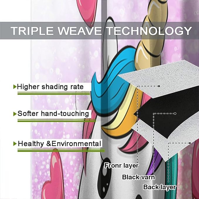 Kids Unicorn Curtains Kids Girls Boys Rainbow Unicorn Pattern Blackout Curtains Bedroom Curtains 42x45 Inches 2 Panels