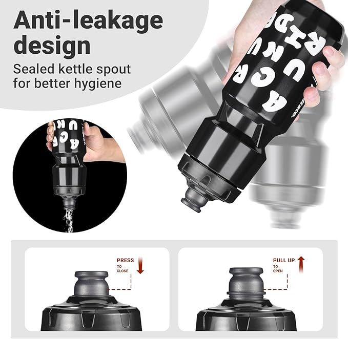 Bike Water Bottle 21oz Bicycle Water Bottle for 5hrs Insulation Sports Squeeze Water Bottle with Leakproof DesignFits Most Bike Cages (Black 26)