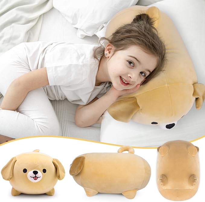 Dog Plush Pillow,15Inch Cute Big Dogs Stuffed Animal Toy,Soft Sleep Hugging Pillow,Dog Plushies Doll Toy Gift for Kids Girlfriend Boys