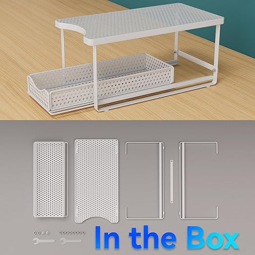 Water Dispenser Stand for Countertop-Metal Black Water Filter Stand 14.5"x7.7"x6.9",with Drawers Suitable,Compatible with Brita Water Pitcher and Zerowater Pitcher (White)