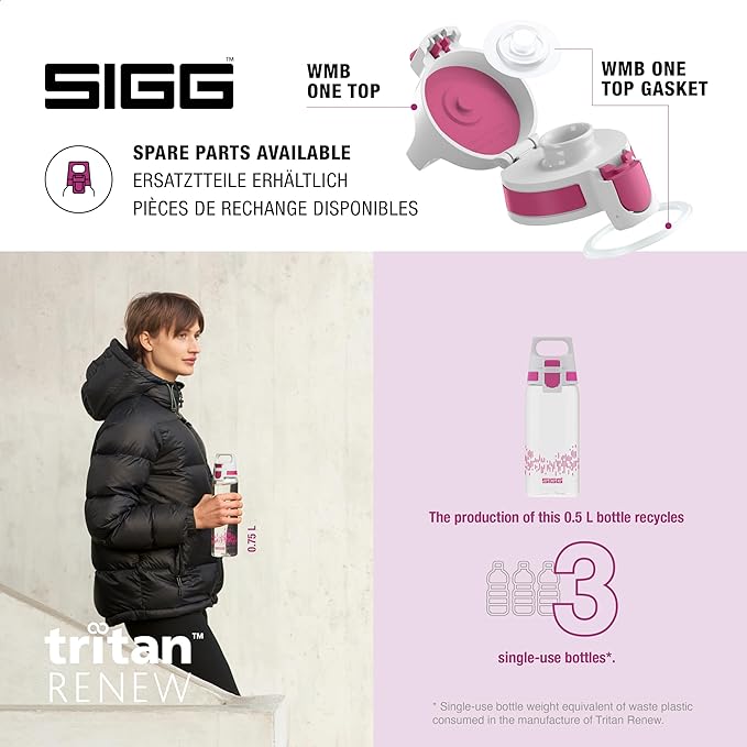 SIGG - Tritan Renew Transparent Water Bottle - Total Clear ONE MyPlanet - For Carbonated Beverages - Dishwasher Safe - With Fruit Strainer - Leakproof & Lightweight - BPA Free - 17 Oz / 25 Oz / 51 Oz
