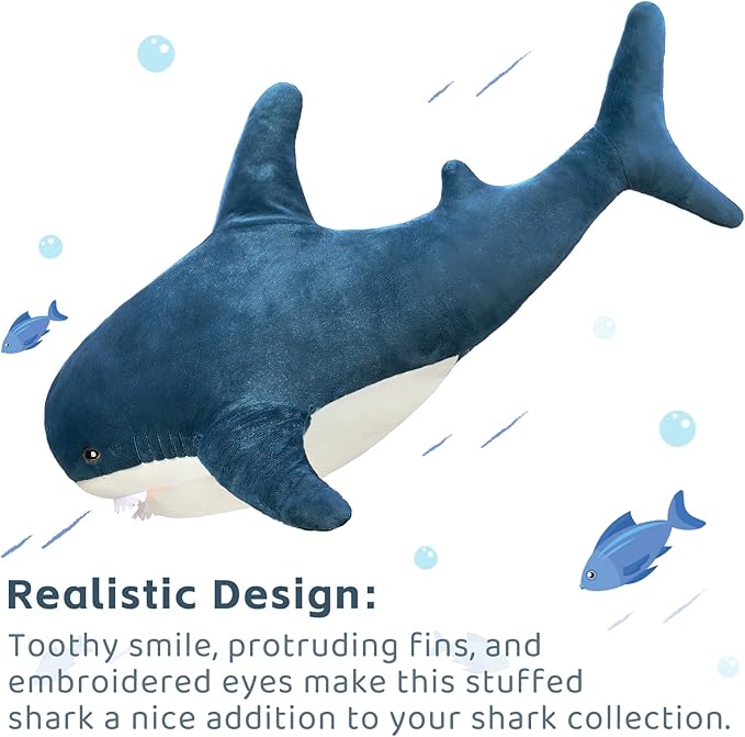 MorisMos Giant Shark Stuffed Animal Shark Plush Toys, Soft Plush Shark Hugging Pillow for Kids, 51 inch