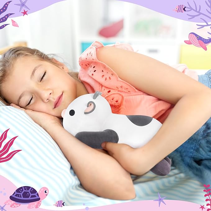 Cute Cow Plush Pillow, Kawaii Plushies White Cow Stuffed Toys, Squishy Plushies, Cuddle Plush Pillow for Boys & Girls
