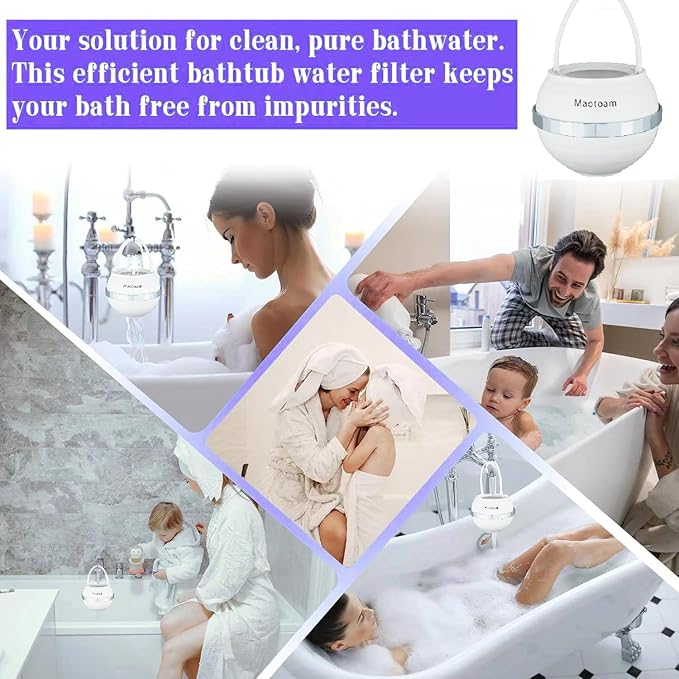 Bath Filter for Tub Bath Ball Filter Bathtub Water Filter for Faucet 2500 Gallons of Filtration, 8 Stages Bath Filter to Reduce Hundreds of Contaminants for Softer, Smoother Skin, BPA Free