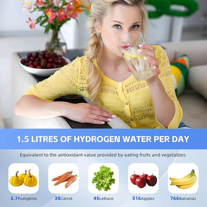 Hydrogen Water Bottle 2024 4th Generation 1600+PPB Hydrogen Water Generator with SPE PEM Technology, 14.5OZ 3min Quick Electrolysis, Water Ionizer, Includes Charging Adapter& Cable.