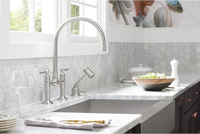 KOHLER Vault 30" Single Bowl 18-Gauge Stainless Steel Apron Front Kitchen Sink Undermount Installation K-3943-NA